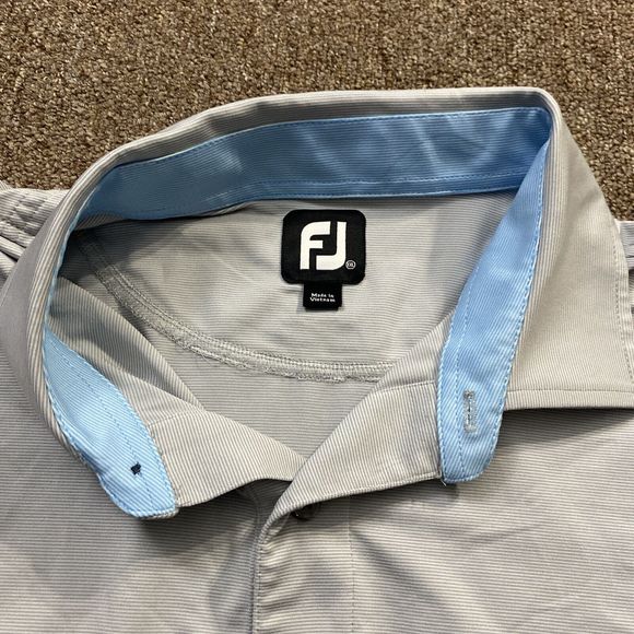 FootJoy Medium The Pearl Club Blue Gray Golfers Athletic FJ Polo Shirt - Picture 4 of 9